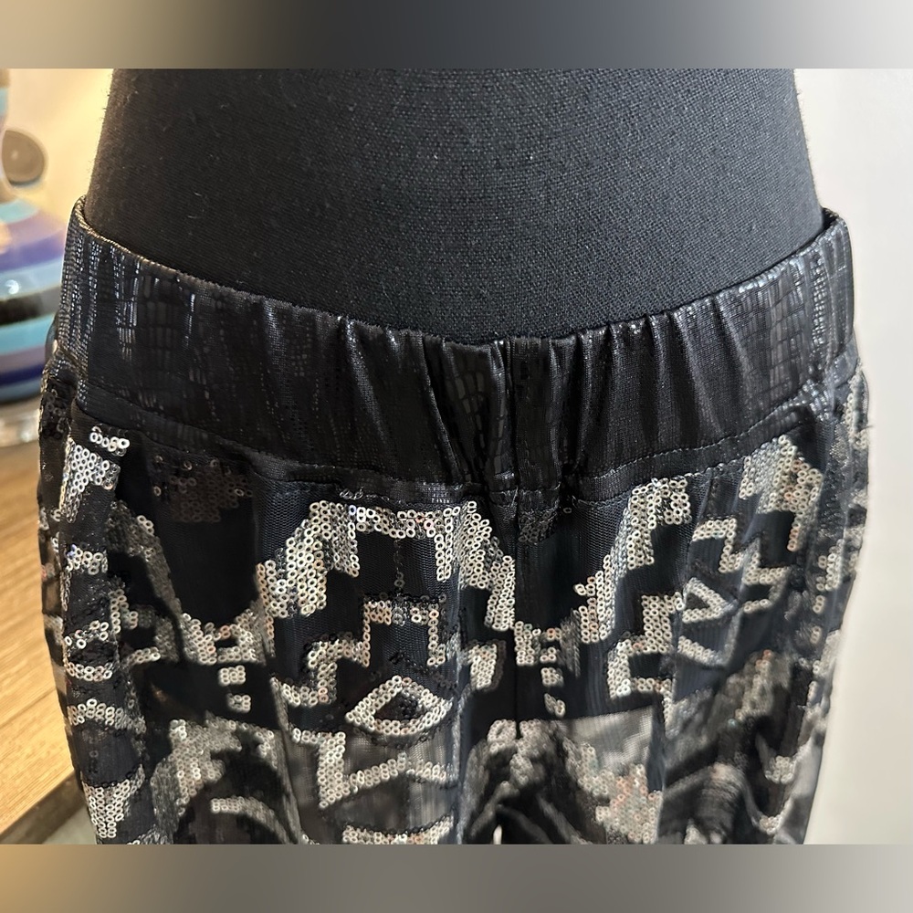 Black & Silver Sequin Mesh Patterned Women's Hare… - image 4